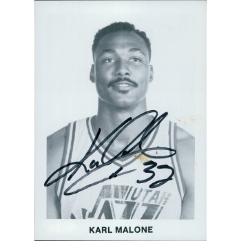 Karl Malone Utah Jazz Signed 5x7 Paper Stock Promo Photo JSA Authenticated