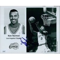 Ken Norman Los Angeles Clippers Signed 8x10 Glossy Photo JSA Authenticated