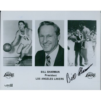 Bill Sharman Los Angeles Lakers Signed 8x10 Glossy Photo JSA Authentic Smudged Bill Sharman Los Angeles Lakers Signed 8x10 Glossy Photo JSA Authentic Smudged