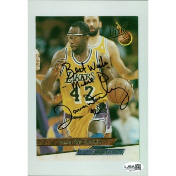 James Worthy Los Angeles Lakers Signed 6x8.5 Glossy Photo JSA Authenticated James Worthy Los Angeles Lakers Signed 6x8.5 Glossy Photo JSA Authenticated