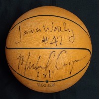 Los Angeles Lakers Michael Cooper James Worthy Signed Basketball JSA Authentic