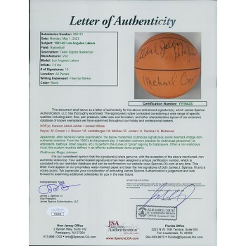 Los Angeles Lakers 1981-82 Team Signed Voit Basketball JSA Authenticated