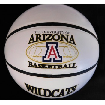 Lute Olson Arizona Wildcats Signed White Panel Logo Basketball JSA Authenticated