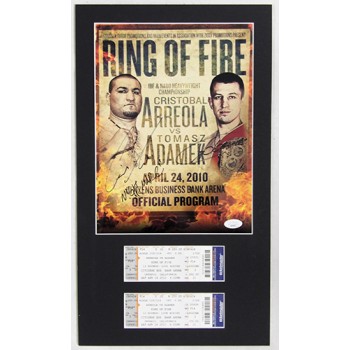 Tomasz Adamek Chris Arreola Signed Matted Program and Ticket JSA Authenticated