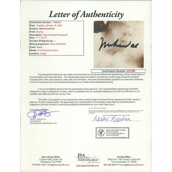 Muhammad Ali Signed 11x14 Cardstock Sepia Photo JSA Authenticated
