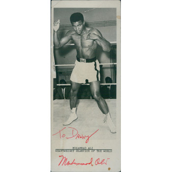 Muhammad Ali Signed Vintage 3.25x8 Matte Photo JSA Authenticated Personalized Muhammad Ali Signed Vintage 3.25x8 Matte Photo JSA Authenticated Personalized