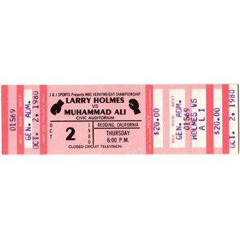 Muhammad Ali Signed Full Ticket Vs. Holmes 10/2/80 Redding, CA JSA Authenticated