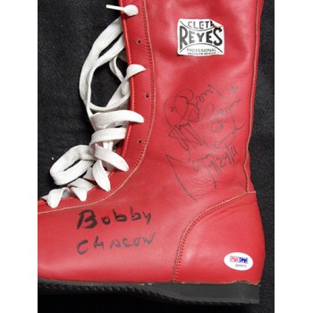 Bobby Chacon and Ray Mancini signed Reyes Boxing Shoe Boot PSA Authenticated