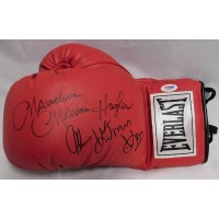 Marvelous Marvin Hagler Thomas Hearns Signed Red Boxing Glove PSA Authenticated