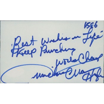 Marvelous Marvin Hagler Boxer Signed 3x5 Index Card JSA Authenticated