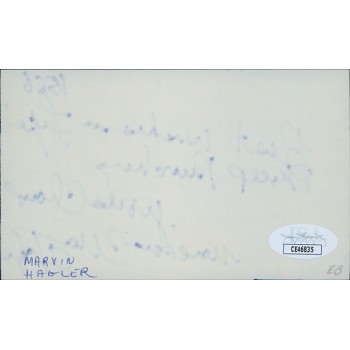 Marvelous Marvin Hagler Boxer Signed 3x5 Index Card JSA Authenticated