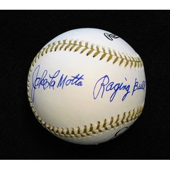 Jake LaMotta Raging Bull Boxer Signed Gold Glove Baseball JSA Authenticated