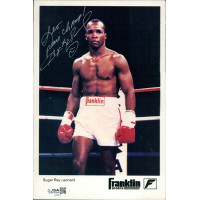 Sugar Ray Leonard Boxer Signed 6x9 Cardstock Promo Photo JSA Authenticated Kinks