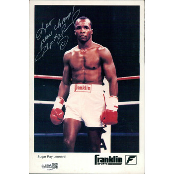Sugar Ray Leonard Boxer Signed 6x9 Cardstock Promo Photo JSA Authenticated Kinks Sugar Ray Leonard Boxer Signed 6x9 Cardstock Promo Photo JSA Authenticated Kinks