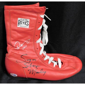Sugar Shane Mosley Oscar de la Hoya signed Reyes Boxing Shoe Boot PSA Authentic