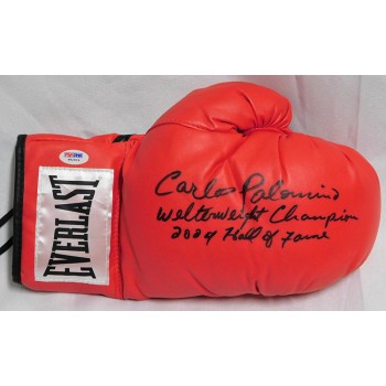 Carlos Palomino Boxer Signed Red Everlast Boxing Glove PSA Authenticated