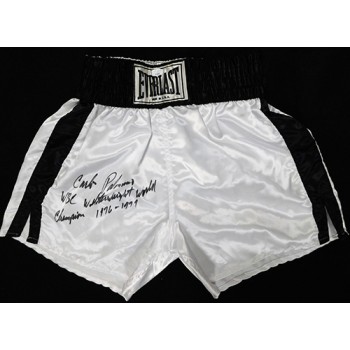 Carlos Palomino Signed White Everlast Boxing Trunks / Shorts JSA Authenticated