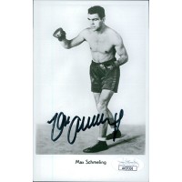 Max Schmeling Boxer Signed 3.5x5.5 Cardstock Photo JSA Authenticated