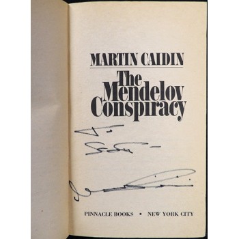 Martin Caidin Signed The Mendelov Conspiracy Book JSA Authenticated Personalized