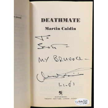 Martin Caidin Signed Deathmate Softcover Book JSA Authentic Personalized