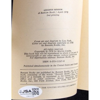 Martin Caidin Signed Aquarius Mission Book JSA Authenticated Light Signature