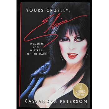 Cassandra Peterson Signed Yours Cruelly, Elvira First Edition Book JSA Authentic