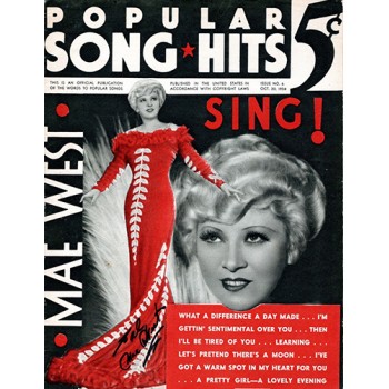 Mae West Signed Popular Song & Hits Magazine 10/20/34 JSA Authenticated