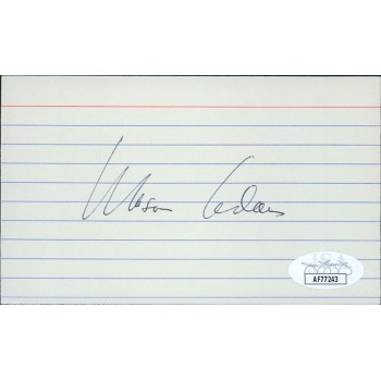 Mason Adams Actor Signed 3x5 Index Card JSA Authenticated