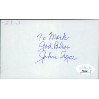 John Agar Actor Signed 3x5 Index Card JSA Authenticated Personalized
