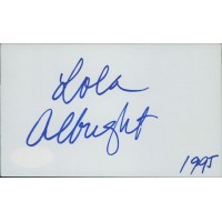 Lola Albright Actress Signed 3x5 Index Card JSA Authenticated