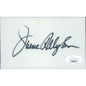 June Allyson Actress Signed 3x5 Index Card JSA Authenticated