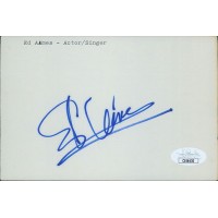 Ed Ames Actor Singer Signed 4x6 Index Card JSA Authenticated