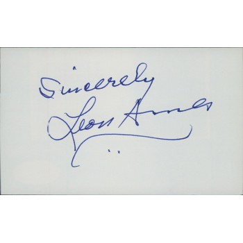 Leon Ames Actor Signed 3x5 Index Card JSA Authenticated