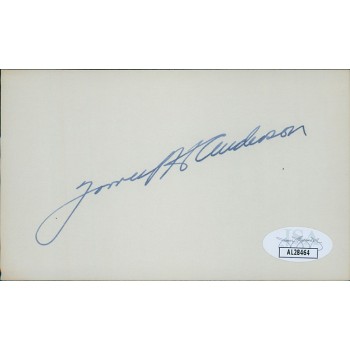 Forrest Anderson Montana Governor Signed 3x5 Index Card JSA Authenticated