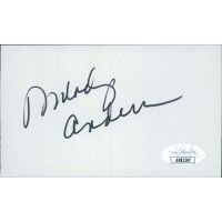 Melody Anderson Actress Signed 3x5 Index Card JSA Authenticated