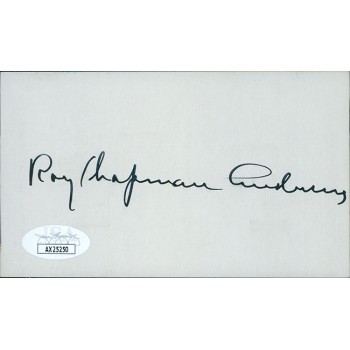 Roy Chapman Andrews Explorer Signed 3x5 Cut Cardstock Card JSA Authenticated Roy Chapman Andrews Explorer Signed 3x5 Cut Cardstock Card JSA Authenticated