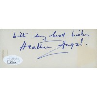 Heather Angel Actress Signed 2x5 Cut Index Card JSA Authenticated