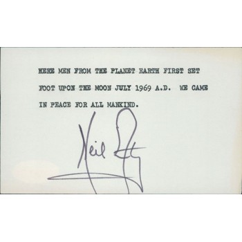 Neil Armstrong NASA Astronaut Signed 3x5 Index Card JSA Authenticated