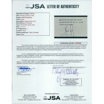 Neil Armstrong NASA Astronaut Signed 3x5 Index Card JSA Authenticated