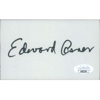 Ed Asner Actor Signed 3x5 Index Card JSA Authenticated