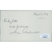 Louis Auchincloss Novelist Historian Signed 3x5 Index Card JSA Authenticated