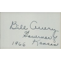 William H. Avery Kansas Congressman Governor Signed 3x5 Index Card JSA Authentic