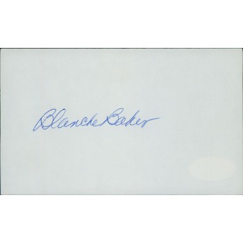 Blanche Baker Actress Signed 3x5 Index Card JSA Authenticated