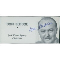 Don Beddoe Actor Signed 2x4 Directory Cut JSA Authenticated