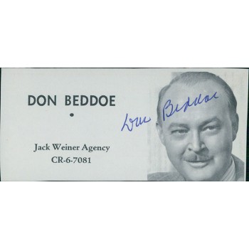 Don Beddoe Actor Signed 2x4 Directory Cut JSA Authenticated