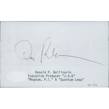 Donald Bellisario Writer Producer Signed 3x5 Index Card JSA Authenticated