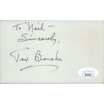 Tex Beneke Saxophonist Bandleader Signed 3x5 Index Card JSA Authenticated