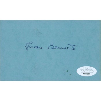 Joan Bennett Actress Signed 3x5 Index Card JSA Authenticated