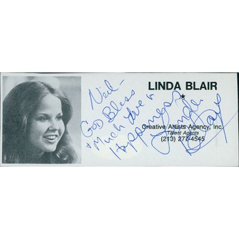 Linda Blair Actress Signed 2x4.5 Directory Cut JSA Authenticated