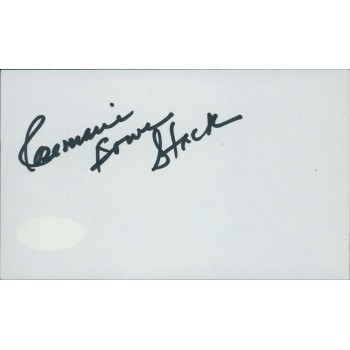 Rosemarie Bowe Stack Actress Model Signed 3x5 Index Card JSA Authenticated